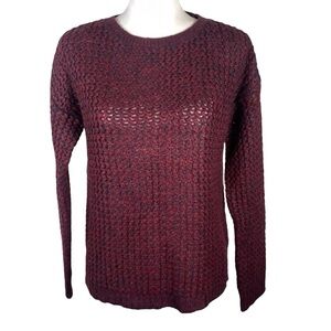 Forever 21 Burgundy Crewneck Chunky Open Knit Long Sleeve Pullover Sweater S